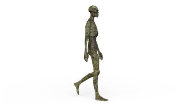 Yürüyen bir erkek zombinin 3 boyutlu canlandırması