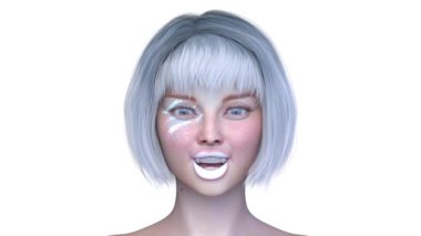 Bir kadının yüzünün 3 boyutlu görüntüsü.