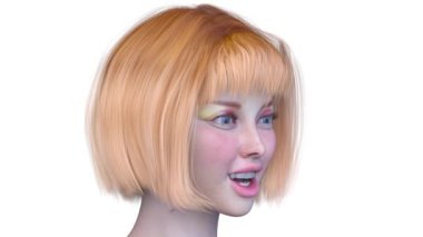 Bir kadının yüzünün 3 boyutlu görüntüsü.