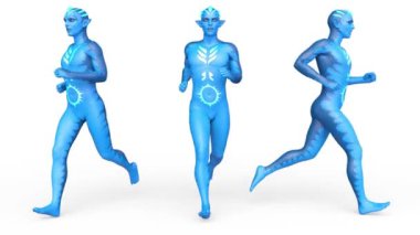 Koşan bir uzaylının 3 boyutlu görüntüsü