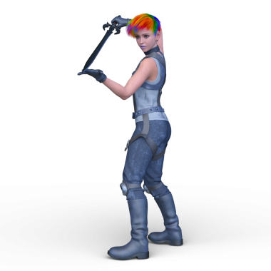 3 boyutlu kadın eskrimci.