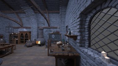 Sihirbaz odasının 3 boyutlu canlandırması