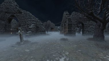 Kale avlusunun 3 boyutlu canlandırması