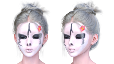 Bir kadının yüzünün 3 boyutlu görüntüsü.