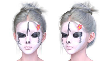 Bir kadının yüzünün 3 boyutlu görüntüsü.