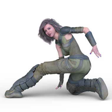 bir kadın savaşçı 3D render