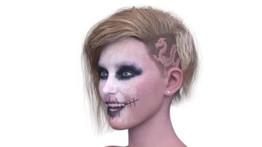 Bir kadının 3 boyutlu korku görüntüsü.