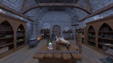 Sihirbaz odasının 3 boyutlu canlandırması