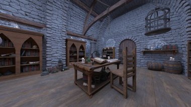 Sihirbaz odasının 3 boyutlu canlandırması