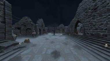 Kale avlusunun 3 boyutlu canlandırması