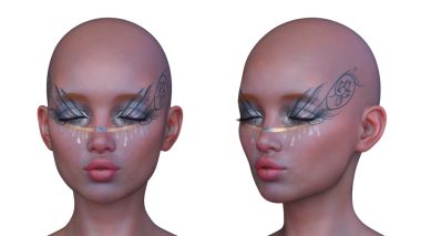 Bir kadının yüzünün 3 boyutlu görüntüsü.