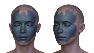 Bir adamın yüzünün 3 boyutlu görüntüsü.