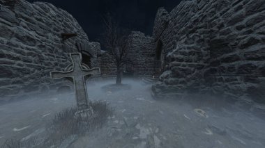 Kale avlusunun 3 boyutlu canlandırması