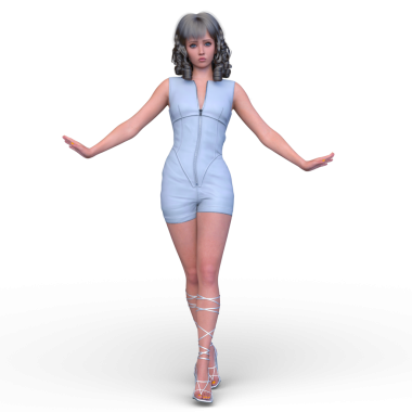 Şortlu bir kadının 3D görüntüsü