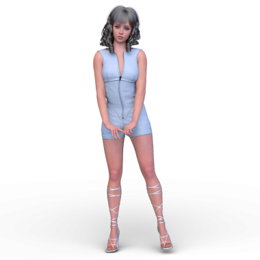 Şortlu bir kadının 3D görüntüsü