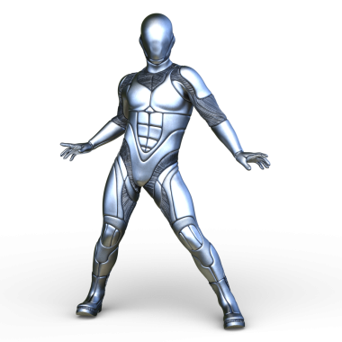 erkek bir cyborg 3D render