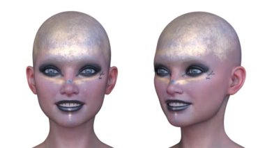 Bir kadının yüzünün 3 boyutlu görüntüsü.