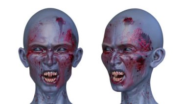 3 boyutlu dişi zombi yüzü.