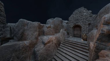 Kale avlusunun 3 boyutlu canlandırması