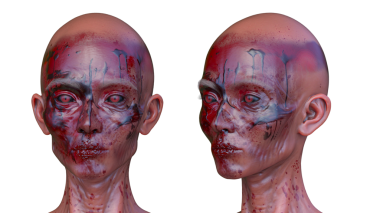 3 boyutlu dişi zombi yüzü.