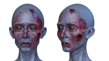 3 boyutlu dişi zombi yüzü.