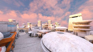 Taş sokak manzarasının 3 boyutlu canlandırması