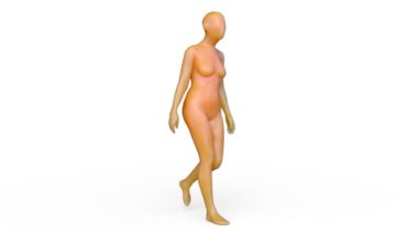 Yürüyen orta yaşlı bir kadının 3D görüntüsü