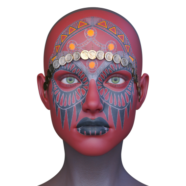 Bir kadının yüzünün 3 boyutlu görüntüsü.