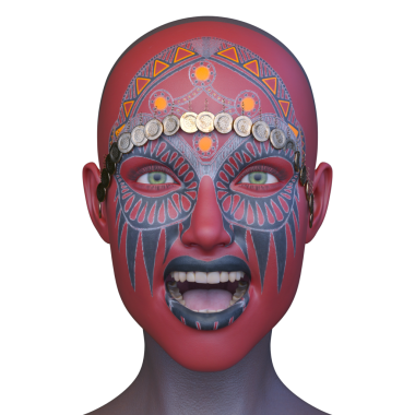 Bir kadının yüzünün 3 boyutlu görüntüsü.