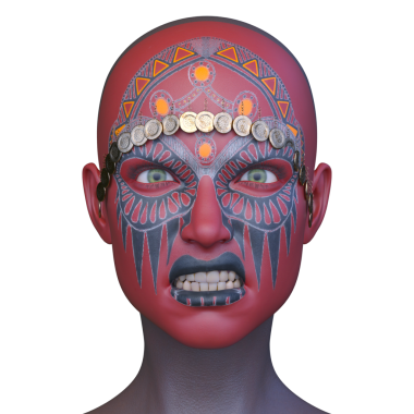 Bir kadının yüzünün 3 boyutlu görüntüsü.