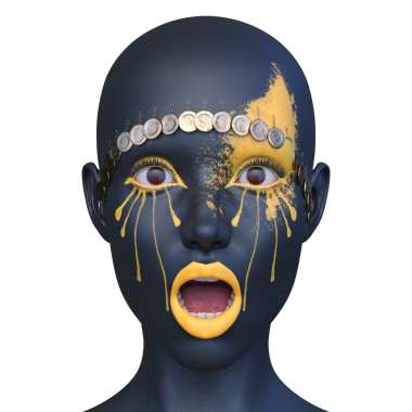 Bir kadının yüzünün 3 boyutlu görüntüsü.