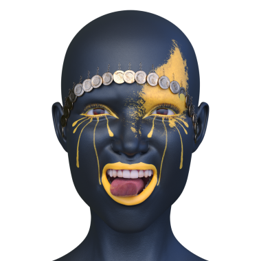 Bir kadının yüzünün 3 boyutlu görüntüsü.