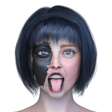 Bir kadının yüzünün 3 boyutlu görüntüsü.