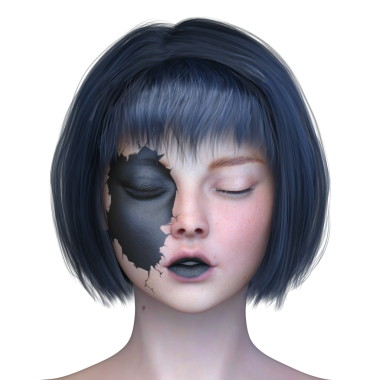 Bir kadının yüzünün 3 boyutlu görüntüsü.