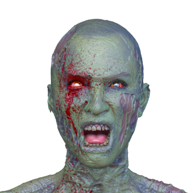 Erkek zombi yüzünün 3 boyutlu hali