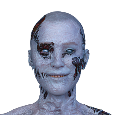 Erkek zombi yüzünün 3 boyutlu hali