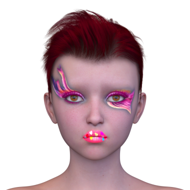 Bir kadının yüzünün 3 boyutlu görüntüsü.