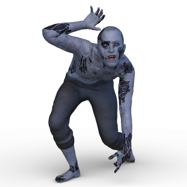 Erkek bir zombinin 3 boyutlu canlandırması