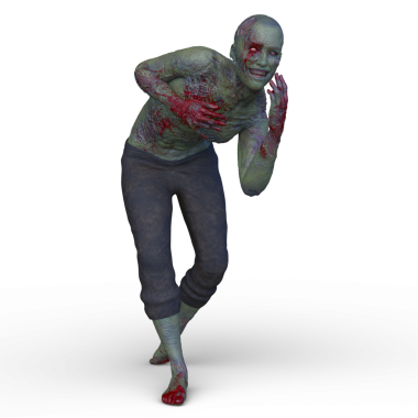 Erkek bir zombinin 3 boyutlu canlandırması