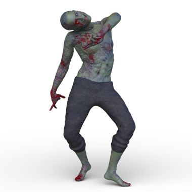 Erkek bir zombinin 3 boyutlu canlandırması