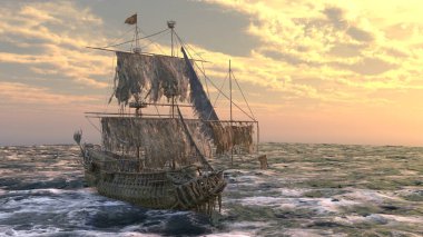 Bir korsan gemisinin 3D görüntülemesi
