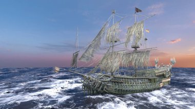 Bir korsan gemisinin 3D görüntülemesi