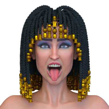Kleopatra makyajlı bir kadının 3 boyutlu görüntüsü