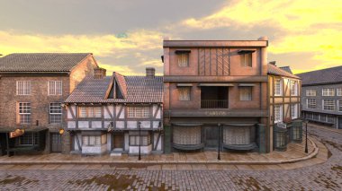 Parke taşlı sokakların 3 boyutlu canlandırması