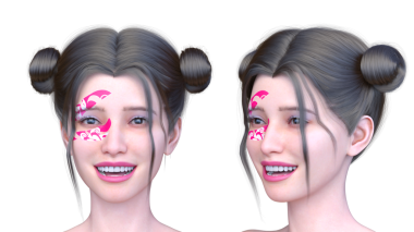 Bir kadının yüzünün 3 boyutlu görüntüsü.