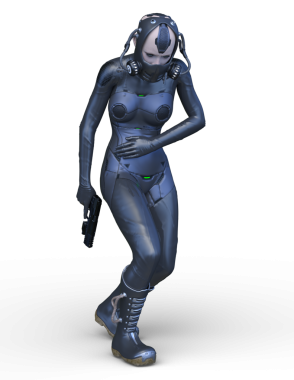 Dişi bir sayborgun 3D canlandırması