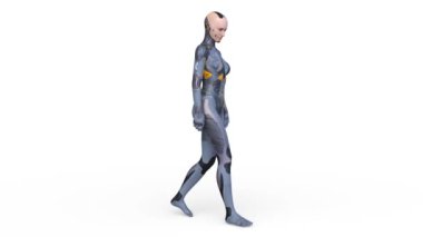 Dişi bir sayborgun 3 boyutlu görüntüsü.