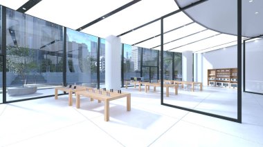 3D rendering of the glass walled meeting rooms clipart