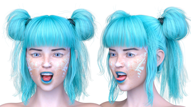 Bir kadının yüzünün 3 boyutlu görüntüsü.