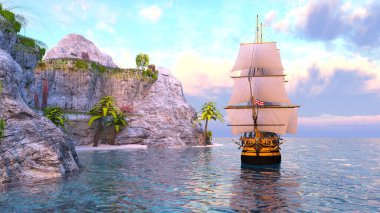 Bir yelkenlinin 3D görüntüsü